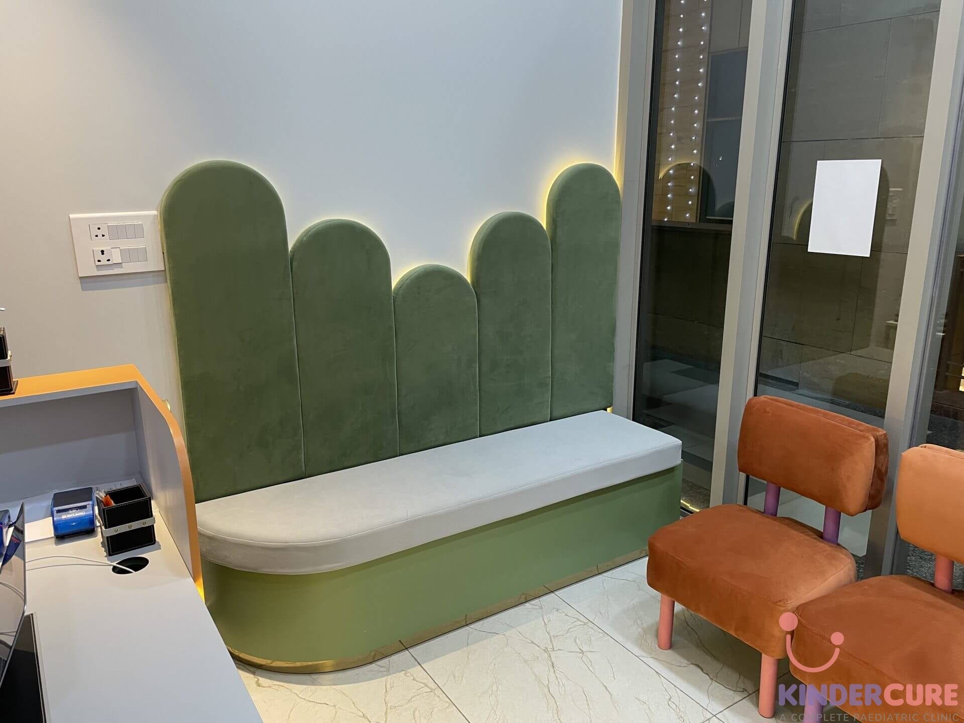 Bright and welcoming reception area of KinderCure Paediatric Clinic designed for children's comfort